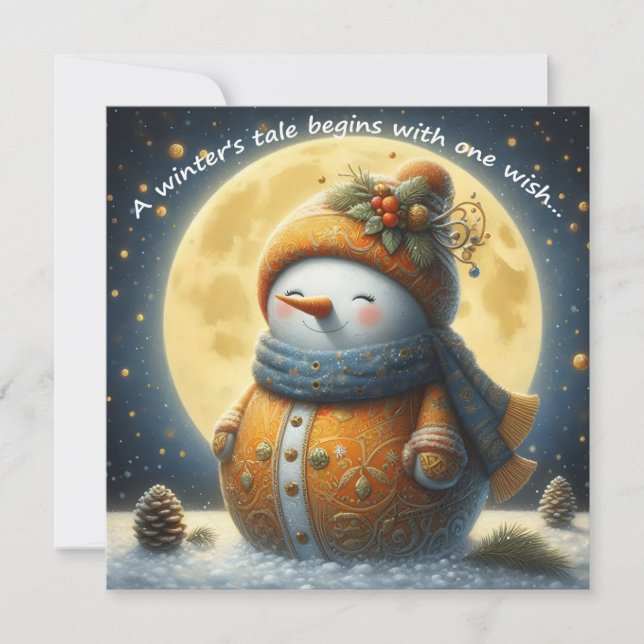 Greeting card with a cute snowman (Anverso)