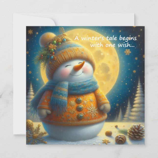 Greeting card with a cute snowman (Anverso)