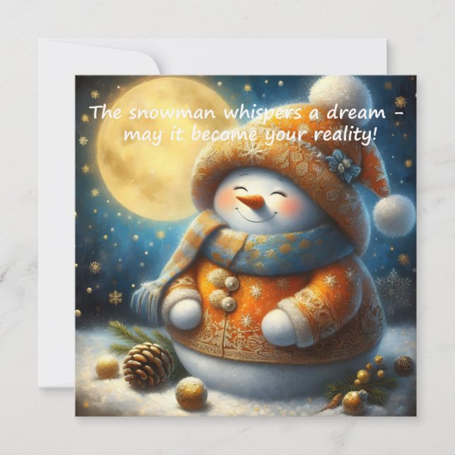 Greeting card with a cute snowman (Anverso)