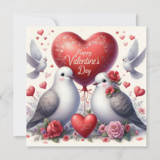 Greeting card with doves in love (Anverso)