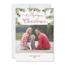 Greetings Evergreen - tarjeta de foto de Navidad