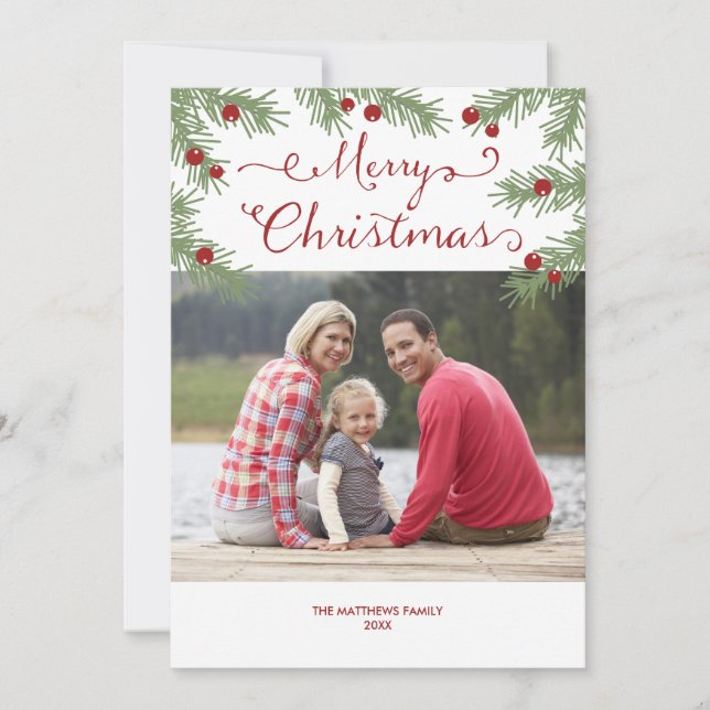 Greetings Evergreen - tarjeta de foto de Navidad (Anverso)