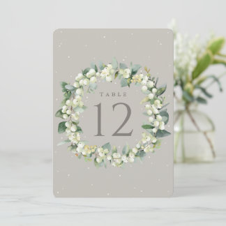 Greige Snowberry+Eucalyptus Boda Número de tabla