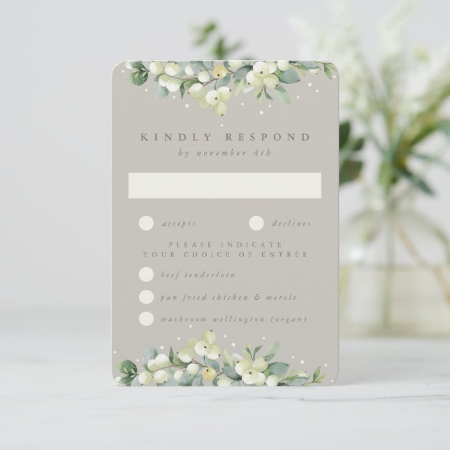 Greige Snowberry+Eucalyptus Edged Wedged RSVP (Anverso de pie)