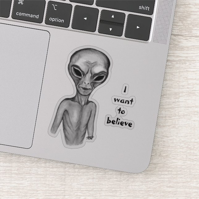 Grey Alien , quiero creer Pegatina (Detalle)