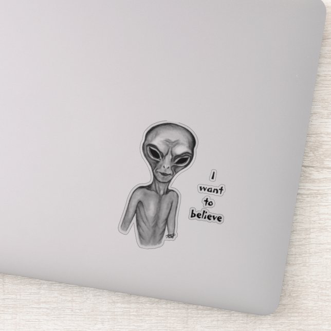 Grey Alien , quiero creer Pegatina (Detalle)