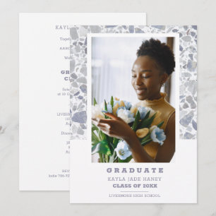 Grey Shades Terrazzo Modern Custom Photo Graduate