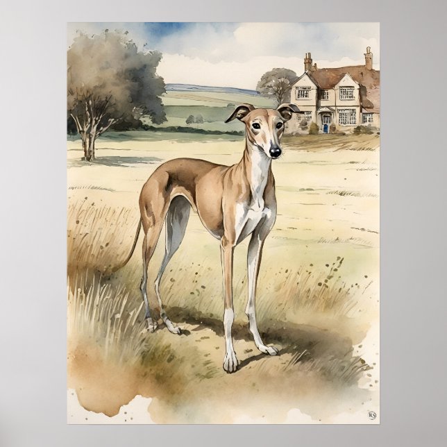 Greyhound - Impresión de arte de perro (Frente)