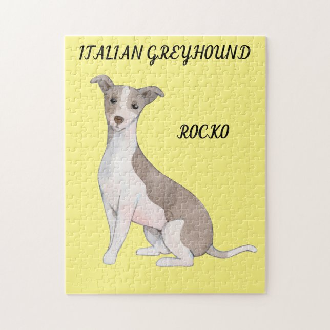 GREYHOUND ITALIANO PUZZLE Y NOMBRE PERSONALIZADO. (Vertical)