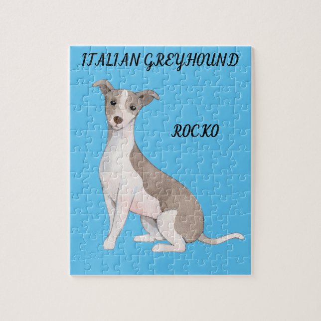 GREYHOUND ITALIANO PUZZLE Y NOMBRE PERSONALIZADO. (Vertical)