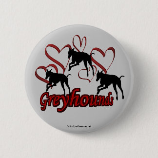 Greyhounds Corazón Silhouette Dog botón Lover