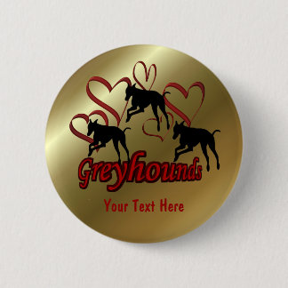Greyhounds Y Botón De Perro Del Corazón Rojo