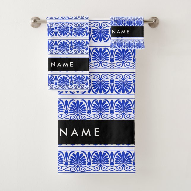 Griego Fret Arabesque Blue, Tu Nombre, Personaliza (In situ)