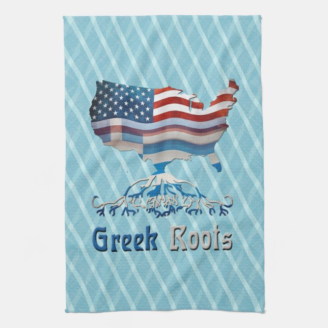 Griego Roots American Map Kitchen Toalla (Vertical)