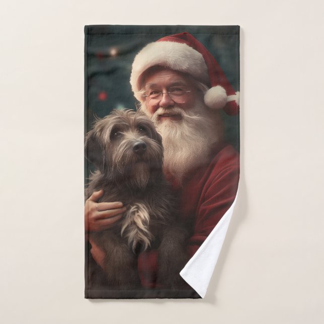 Grifón de caza de pelo duro Santa Claus Navidad (Toalla de mano)