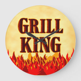 Grill King BBQ Flames Reloj de pared