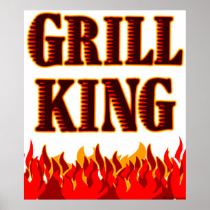 Grill King Red Flama BBQ Diciendo impresión
