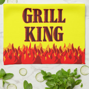 Grill King Red flama toalla de cocina amarilla