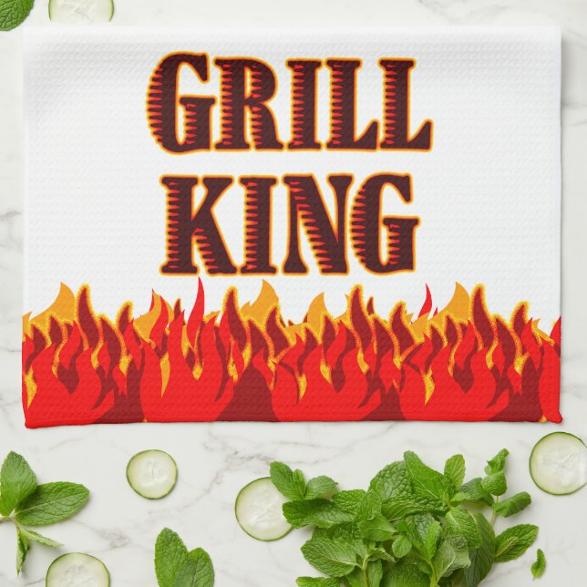 Grill King Red Flames Kitchel Toalla (Doblado)