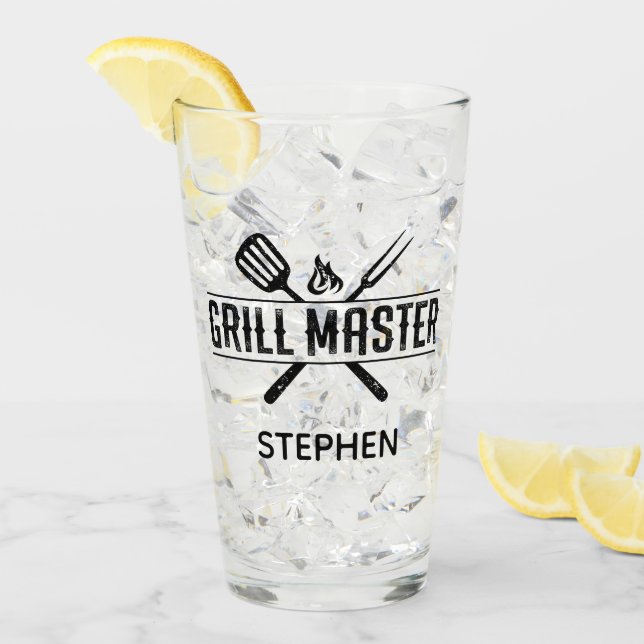 Grill Master Faux Leather Set Glass Cup (Anverso (hielo))