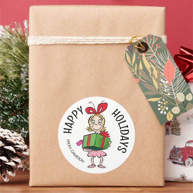 Grinch | Cindy-Lou Who | Etiqueta de regalo de Nav (Vacaciones)