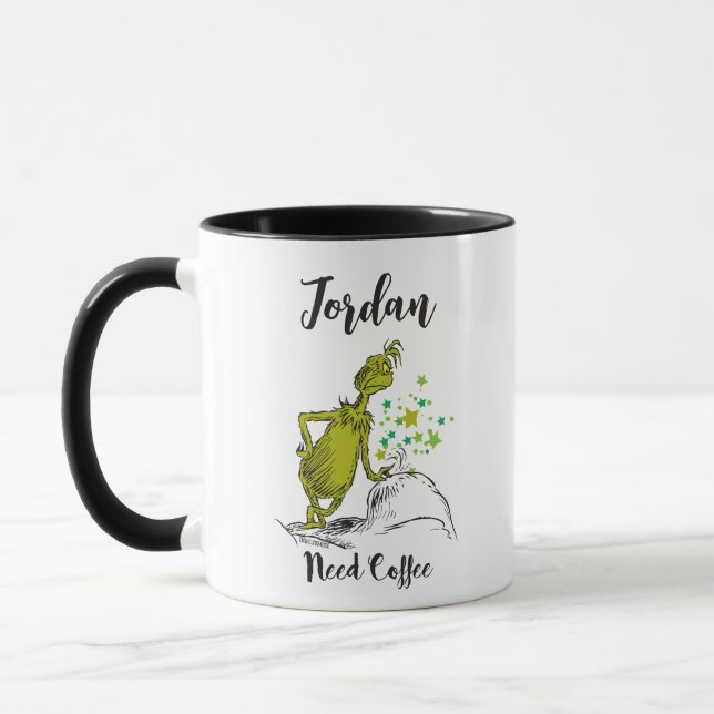 Grinch | Divertida Taza Personalizada Necesito Caf (Izquierda)