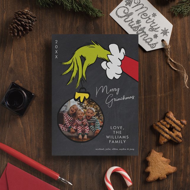 Grinch Feliz Grinchmas Foto Familiar Navidad (Invitation on table)