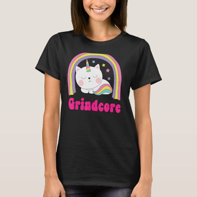 Grindcore Camisetas Sarcástico Retro Unicorn Grind (Anverso)