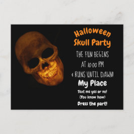 Grinning Gold Skull sobre invitación negra