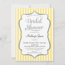 Gris Amarillo Bridal Ducha Invitación Banda Plata