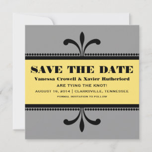 Gris/Amarillo Fancy Art Deco Guardar la invitación