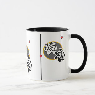 Gris amarillo rojo elegante amistoso de la taza de
