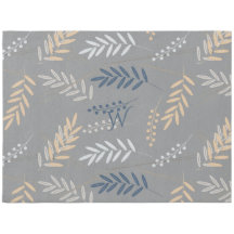 Gris azul botánico moderno personalizado, oro