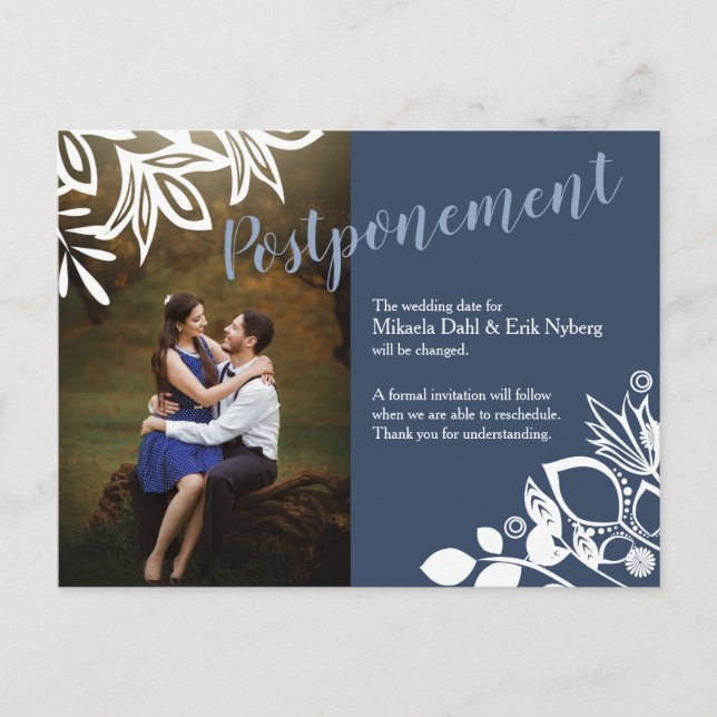 Gris azul, foto de Invitación Boda blanco (Anverso)