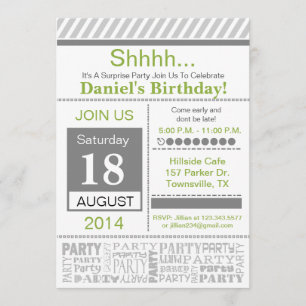 Gris básico de cumpleaños de la invitación moderna