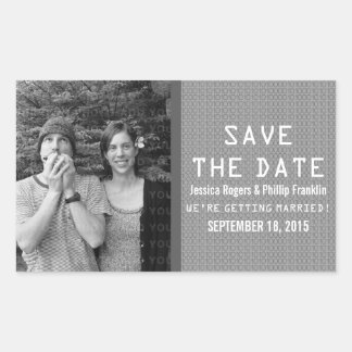 Gris Binary Code Photo Save the Date Pegatinas