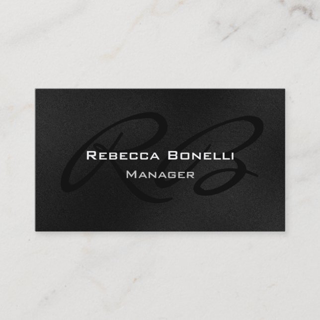 Gris Black Monogram Manager Tarjeta de visita (Anverso)