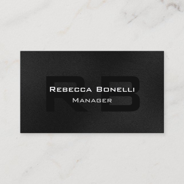 Gris Black Monogram Manager Tarjeta de visita (Anverso)