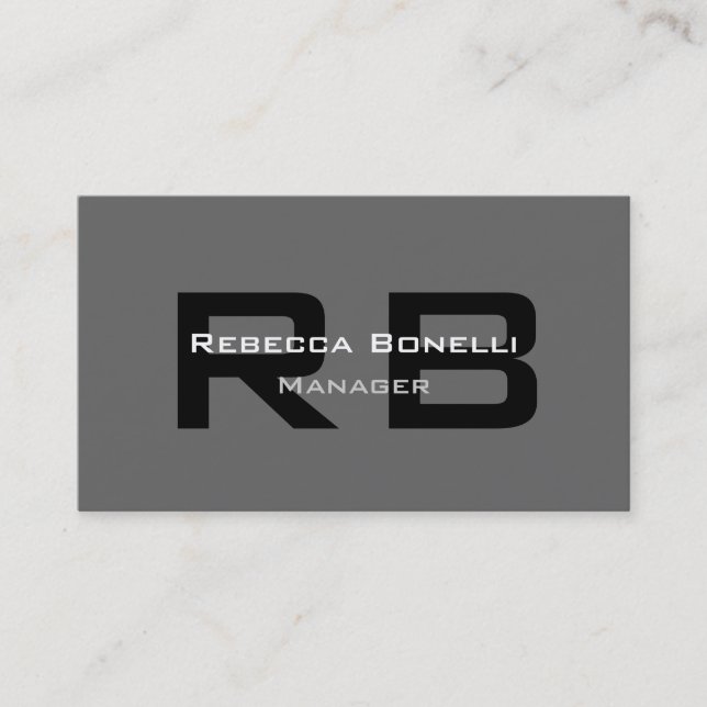 Gris Black Monogram Manager Tarjeta de visita (Anverso)