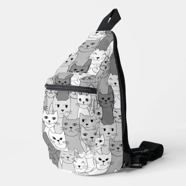 Gris blanco negro Diseño Bolsa de hondas (Esquina derecha)