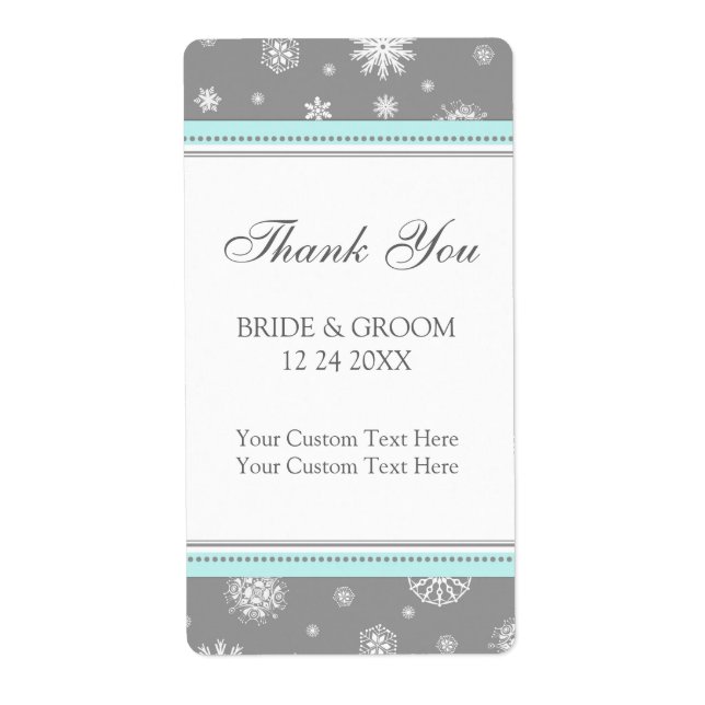 Gris Blue Snowflakes Wind Wedding Etiquetas (Frente)