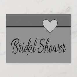Gris Bridal Shower Heart Invitación Gris y Negro