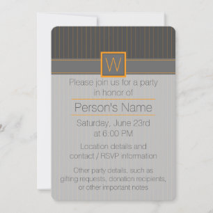 Gris con la invitación de la fiesta de Pinstripes