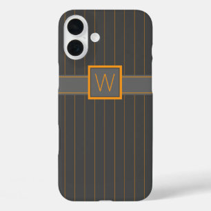 Gris con Naranja Pinstripes Funda-Mate Funda