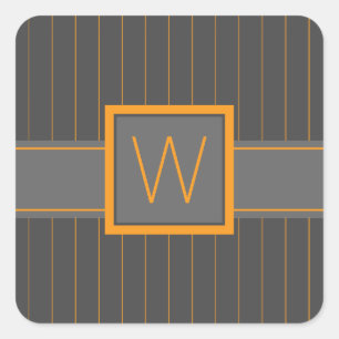 Gris con Naranja Pinstripes Pegatina