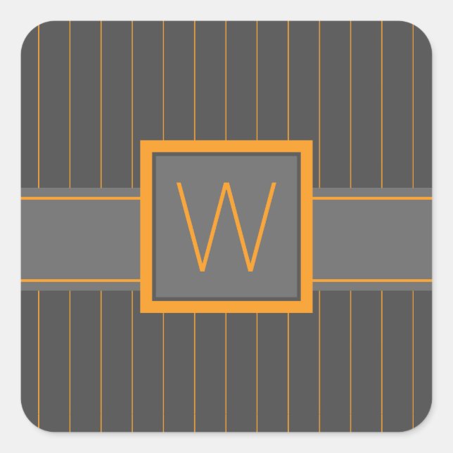 Gris con Naranja Pinstripes Pegatina (Anverso)