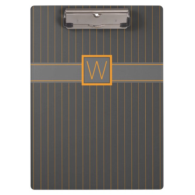 Gris con portapapeles de Pinstripes Naranjas (Anverso)