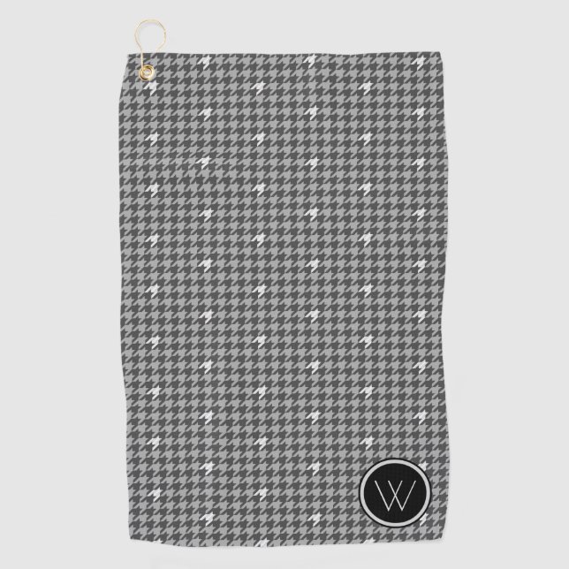 Gris con toalla de golf Houndstoth de acento plate (Anverso)