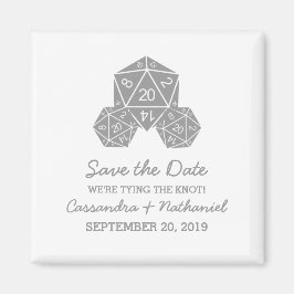 Gris D20 Dice Guardar el imán de fecha