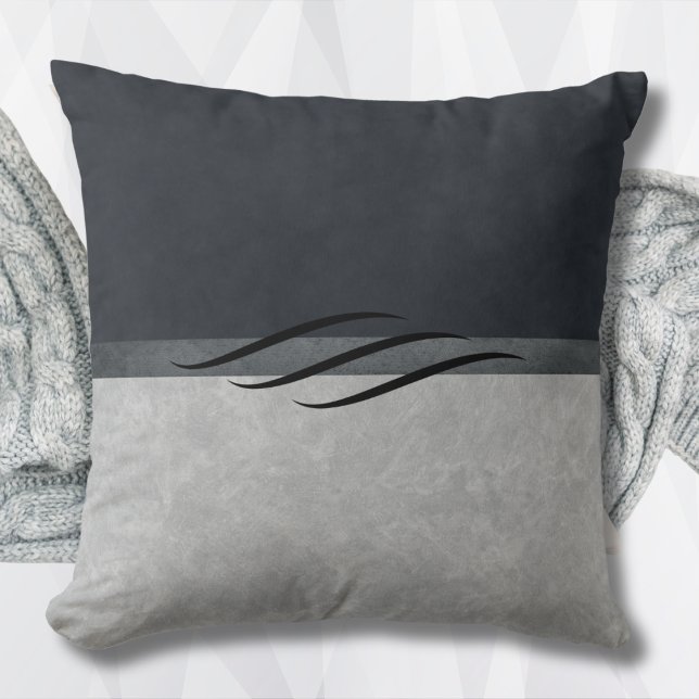 Gris de carbón vegetal de almohada Minimalista mod (Modern Minimalist Pillow Charcoal and Gray)